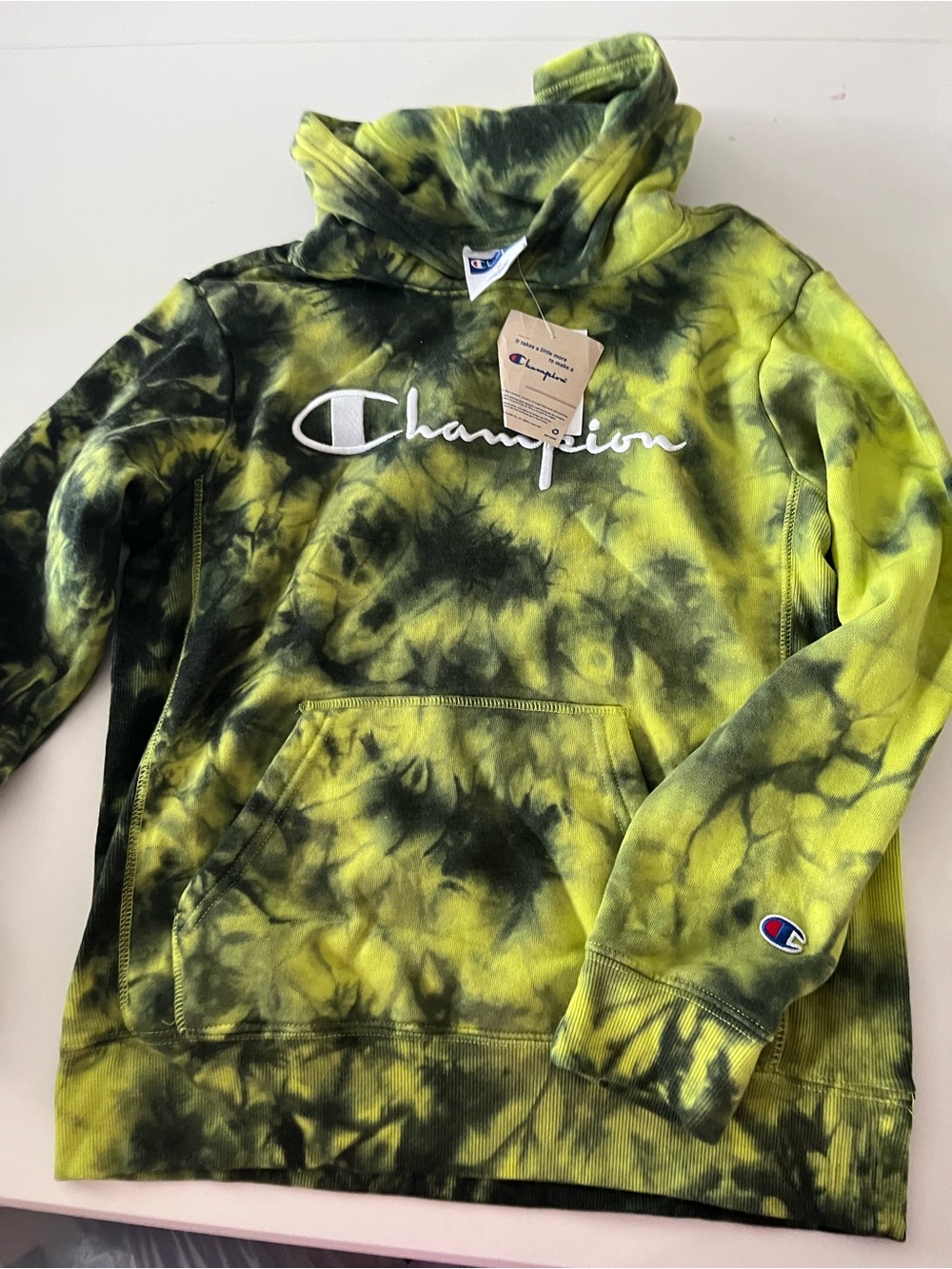 Champion Kids Tie-Dye Hoodie - Yellow & Black
